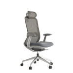 Sillón Londres gris con cabecera – Ejecutivo ergonómico de oficina