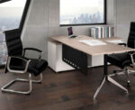 Escritorio ejecutivo B/CHROME con credenza