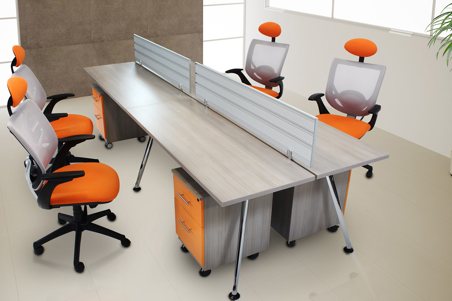 tech-z-chrome-bench-2.jpg Escritorio para 4 personas Modelo TECH/Z - Image 1